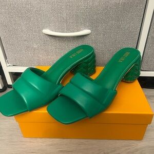 New Bottega Like Green Women's Slide Sandals